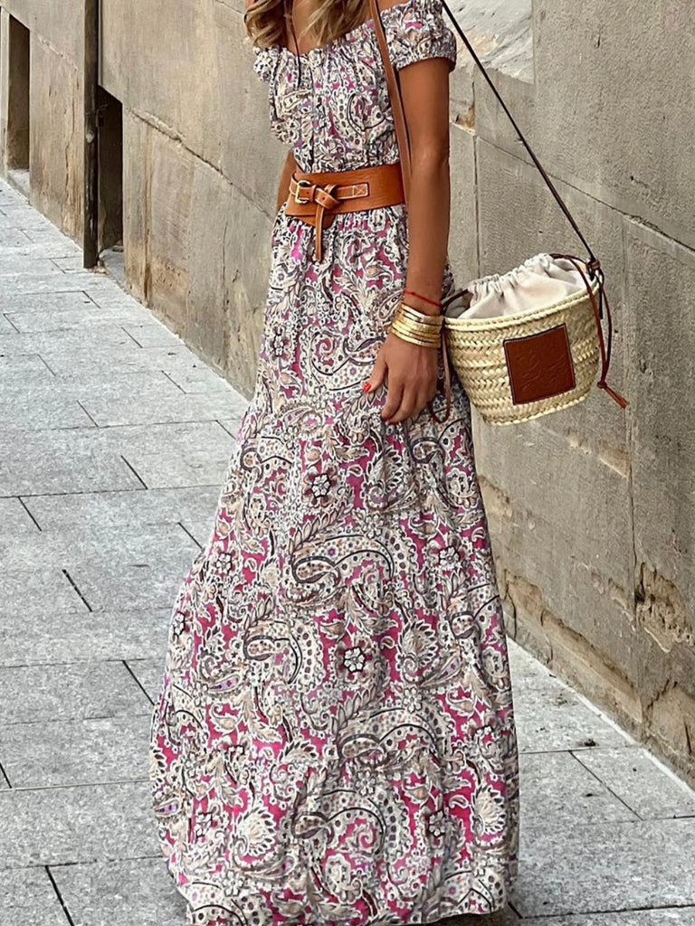 Long Maxi ,  Pink Paisley Print Dress nice and cool for those summer nights.