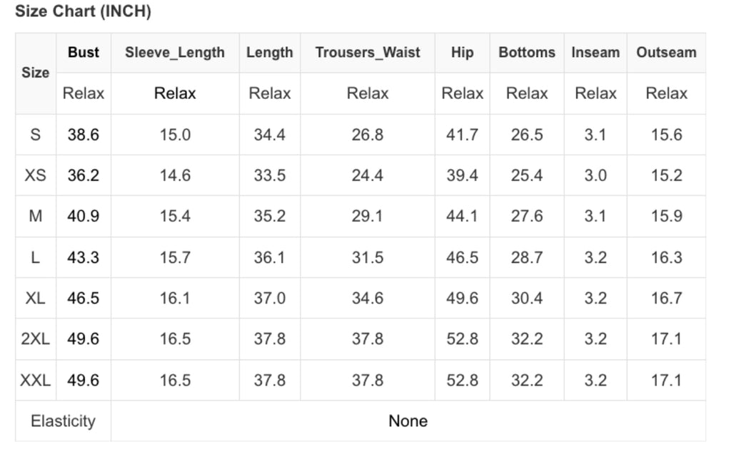 Size Chart for Tied Stripe Romper 