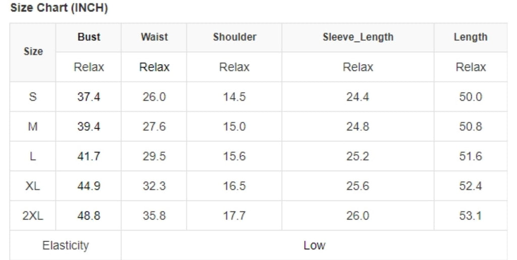 Size Chart for Floral Intentions Dress