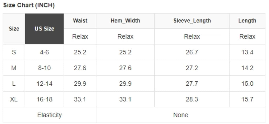 size Chart for Denim Smocked Top