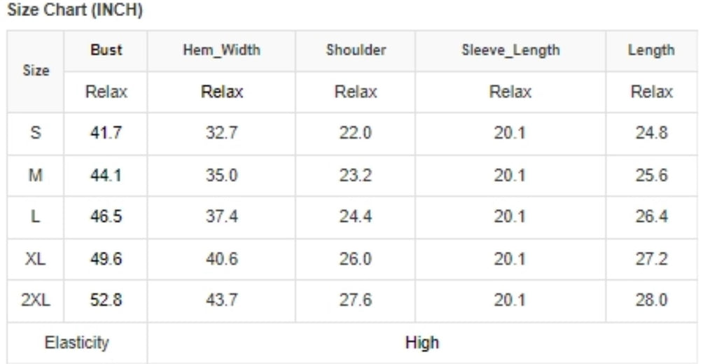 Size Chart for Diamond Head Pearl Sweater