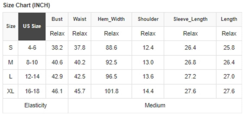 Size Chart for Rosette Velvet Bow Dress