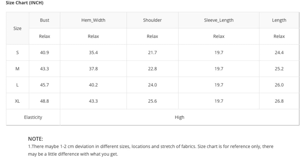 Size Chart for Tamra Textured Sweater.