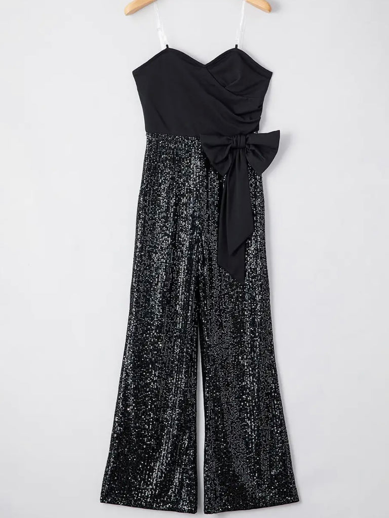 Boho black evening wear, sequins, bow detail, oak and pearl clothing co