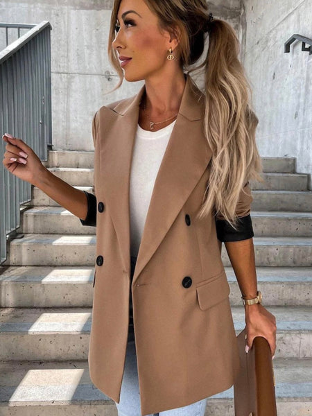 Myla Faux Leather Camel Blazer