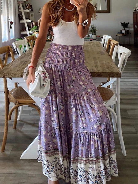 Sandy Purple Boho Maxi Skirt