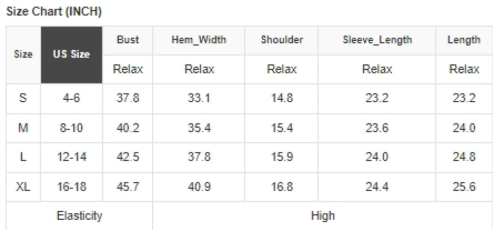 Size Chart forLove + Bows Sweater