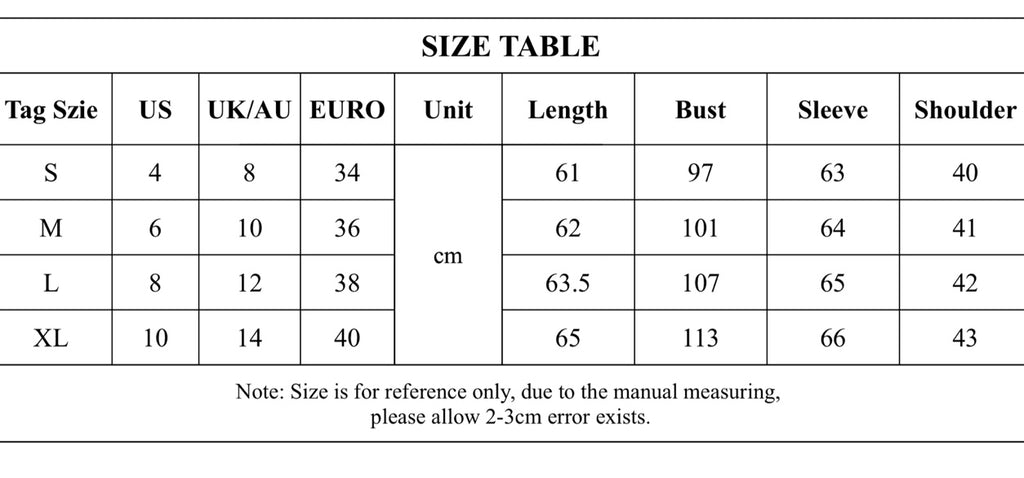 Size Chart for Coco+Lace Blouse