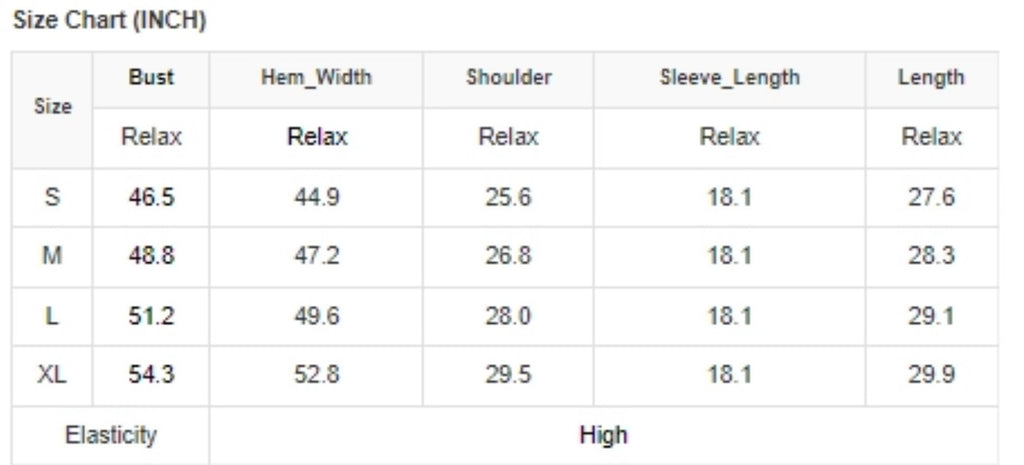 Size Chart for Sherpa Star Cardigan 