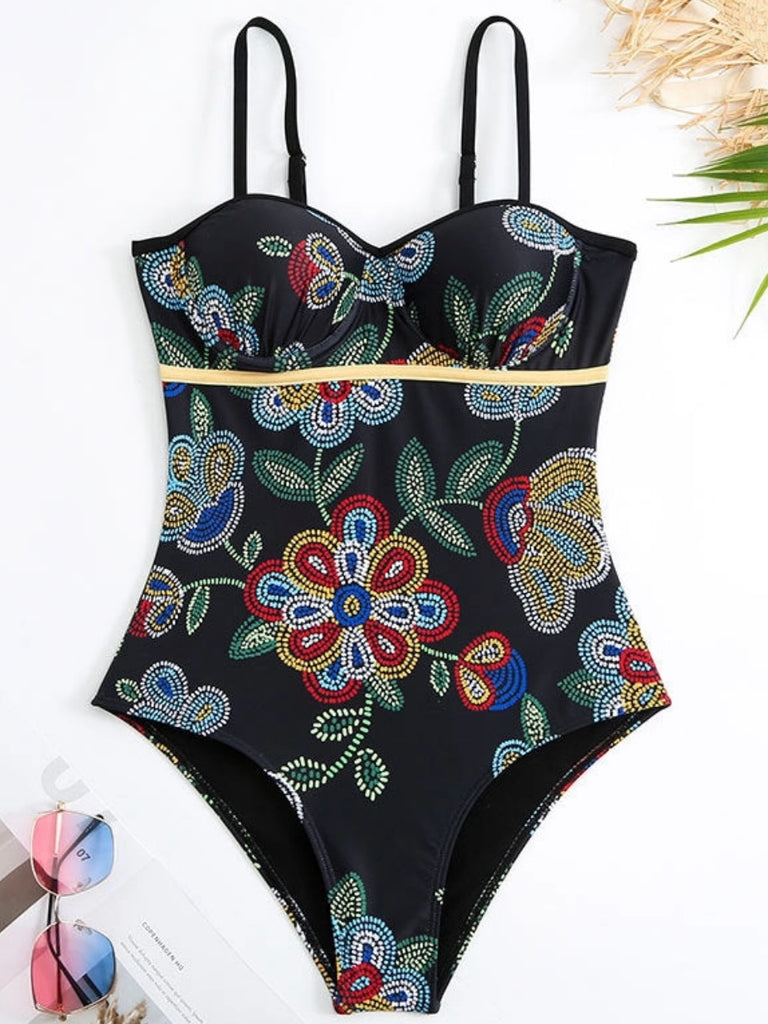 Stand out at the Beach or Pool in this stunning Floral One Piece Swimsuit.