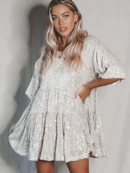 Sequin Babydoll Dress