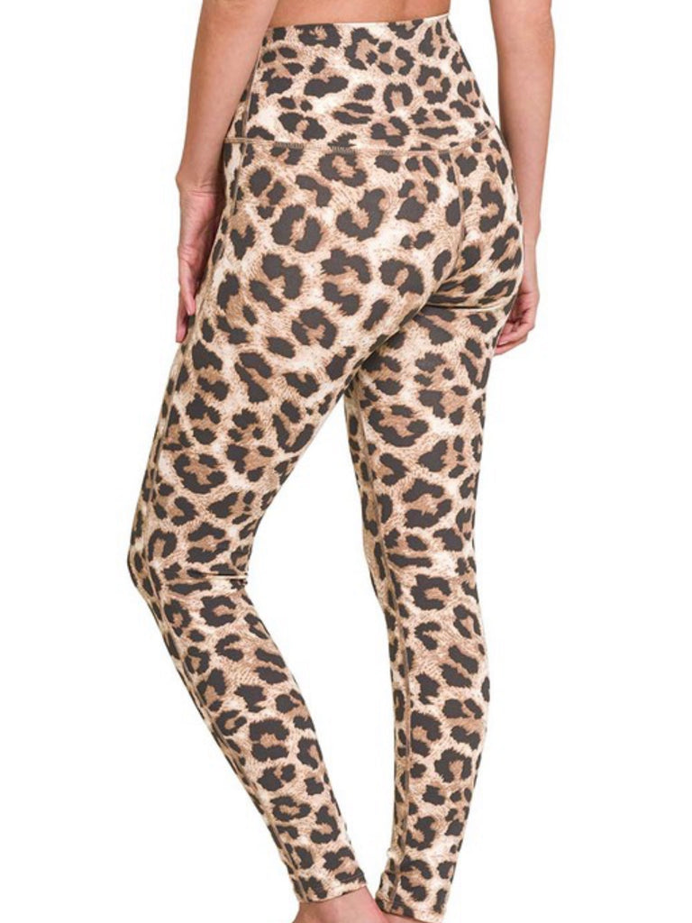 Soft leggings featuring a bold leopard print, a high waist, and perfectly placed seams.