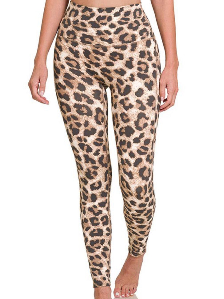 Soft leggings featuring a bold leopard print, a high waist, and perfectly placed seams.