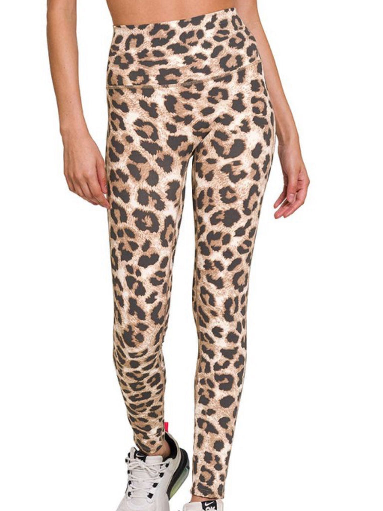 Soft leggings featuring a bold leopard print, a high waist, and perfectly placed seams.