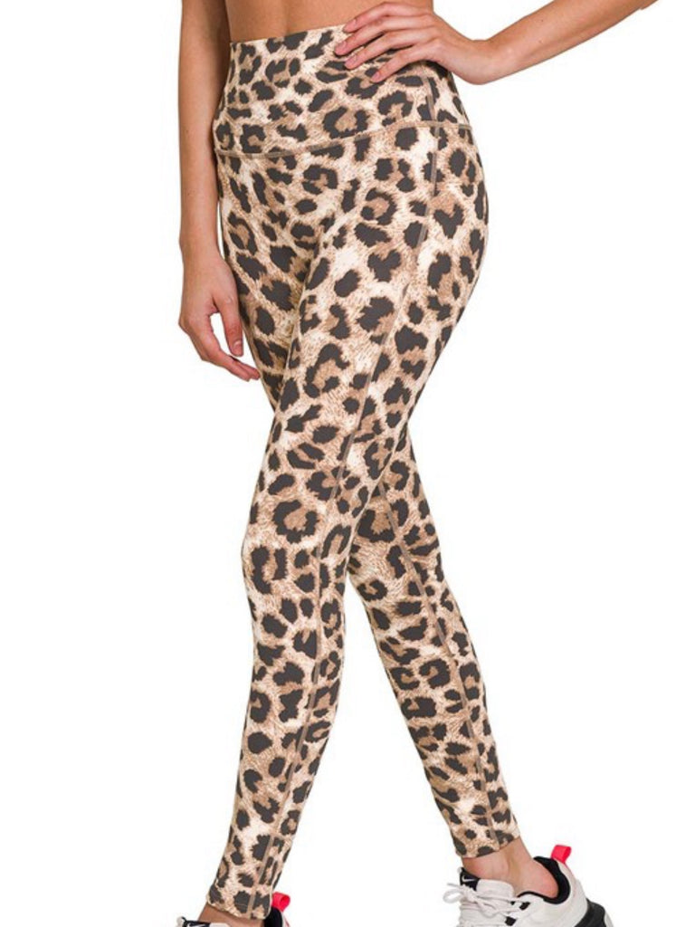 Soft leggings featuring a bold leopard print, a high waist, and perfectly placed seams.