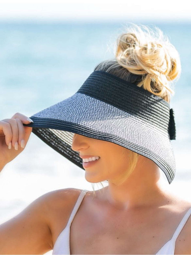 Our unique roll-able design Hat has Straw Comfort band 4.5"x7.5" rolled Velcro closure/adjustable, with a sweet little Bow detail at the back.